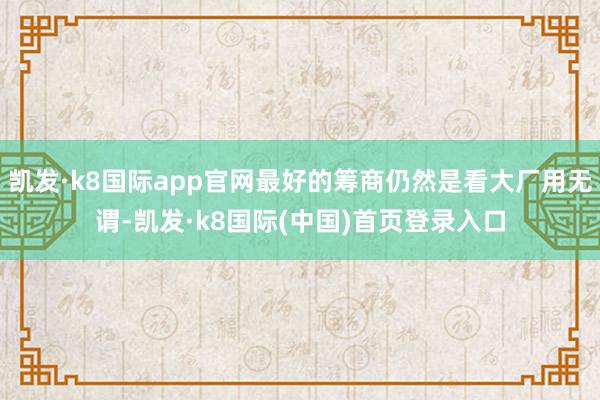 凯发·k8国际app官网最好的筹商仍然是看大厂用无谓-凯发·k8国际(中国)首页登录入口